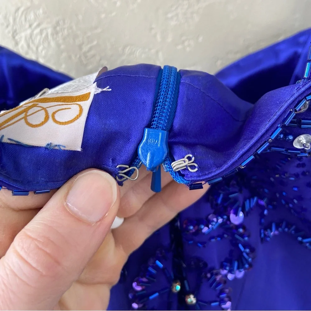 Stunning Alyce Designs formal gown - sapphire blue w/ silver and blue beading - Picture 5 of 13